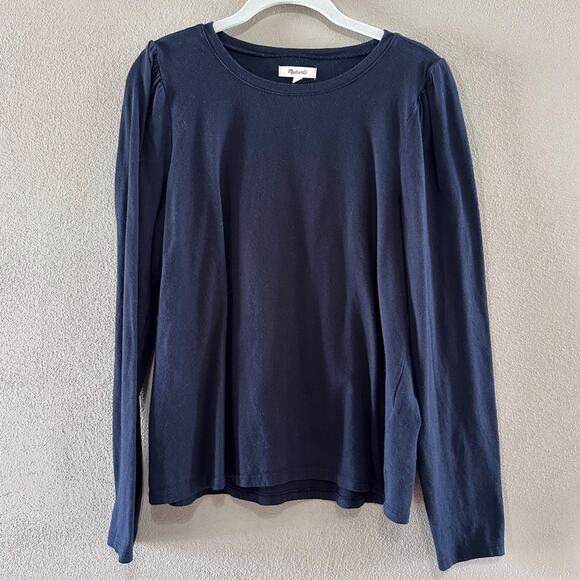 Madewell Cotton Puff Long Sleeve Tee, Black, Size Large - Picture 2 of 7